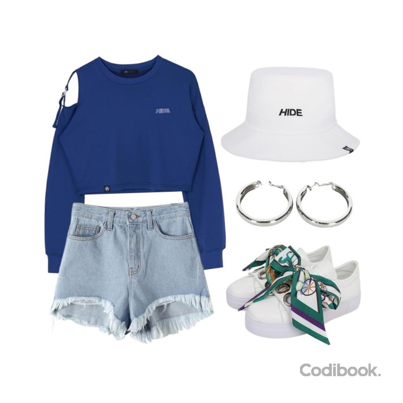 Monobabie [RK1427] 헤릴리3.5cm                                                                    트윌리는 탈부착 가능해요! :),MIXXMIX HIDE Strap Ring Shoulder T-shirt,Reine 크레이드 데님 숏 팬츠등을 매치한 코디