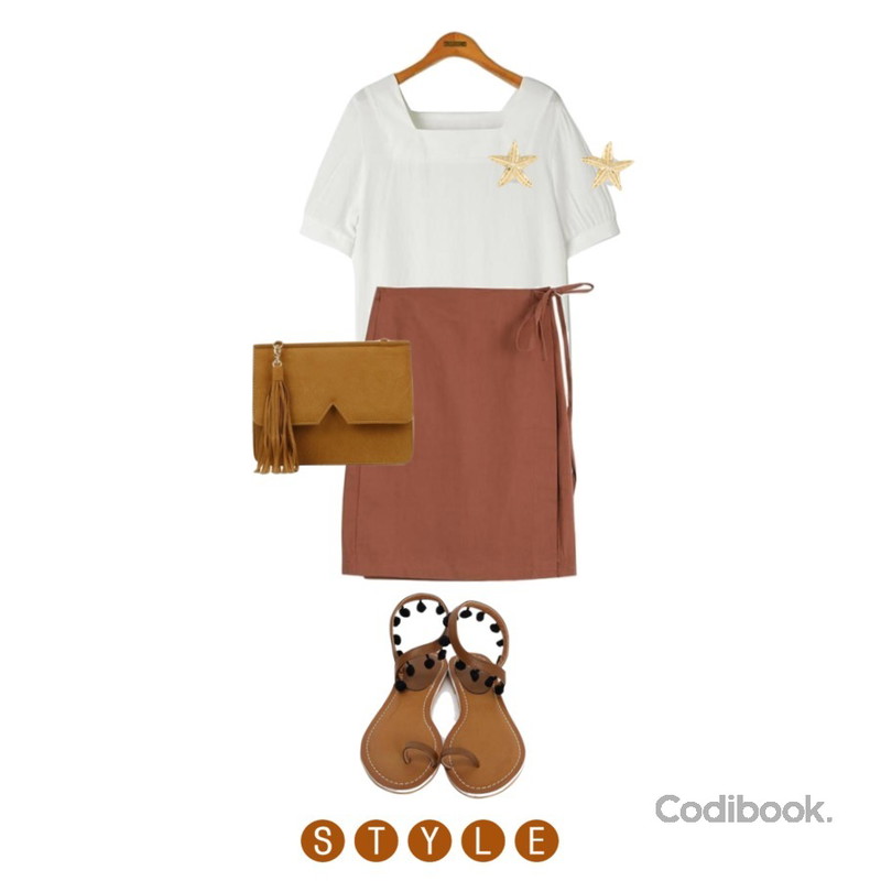 From Beginning Pompom ankle sandal_S (size : 225,230,235,240,245,250),Reine 블리 스퀘어넥 블라우스,LOOK CHIC island wrap skirts (3 color)등을 매치한 코디