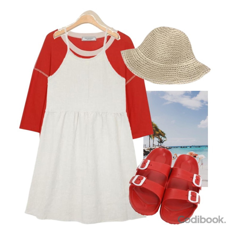 feeding,From Beginning Made_top-176_stitch crop T (size : free),AIN vintage strap linen ops등을 매치한 코디