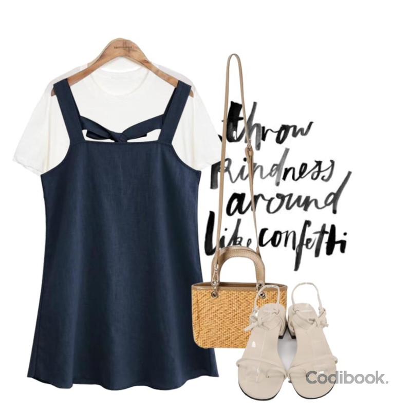 typo,From Beginning Dye soft round T_S (size : free),common unique [OPS] LINEN BACK RIBBON OVERALL OPS등을 매치한 코디