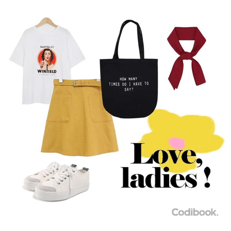 ROCOSIX daily chunky sneakers,common unique [SKIRT] MADALYN BELT SET A LINE SKIRT,From Beginning Like it cotton T_M (size : free)등을 매치한 코디
