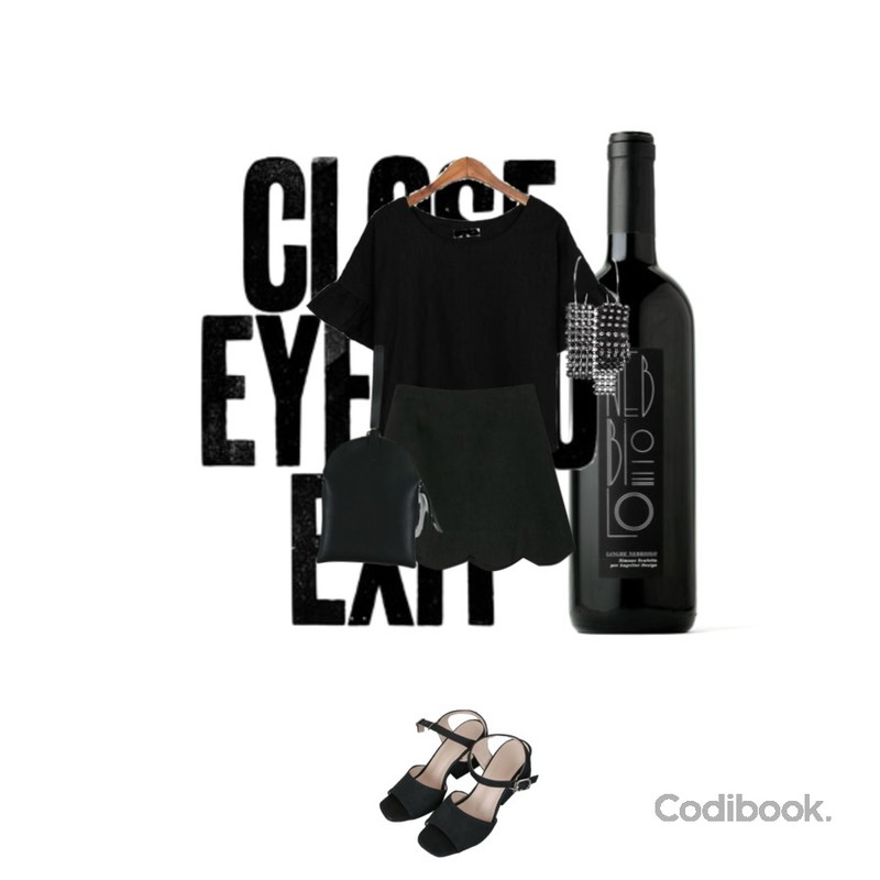 close eyes to exit,wine bottle,BANHALA [서인 PICK] 솜사탕 블라우스등을 매치한 코디
