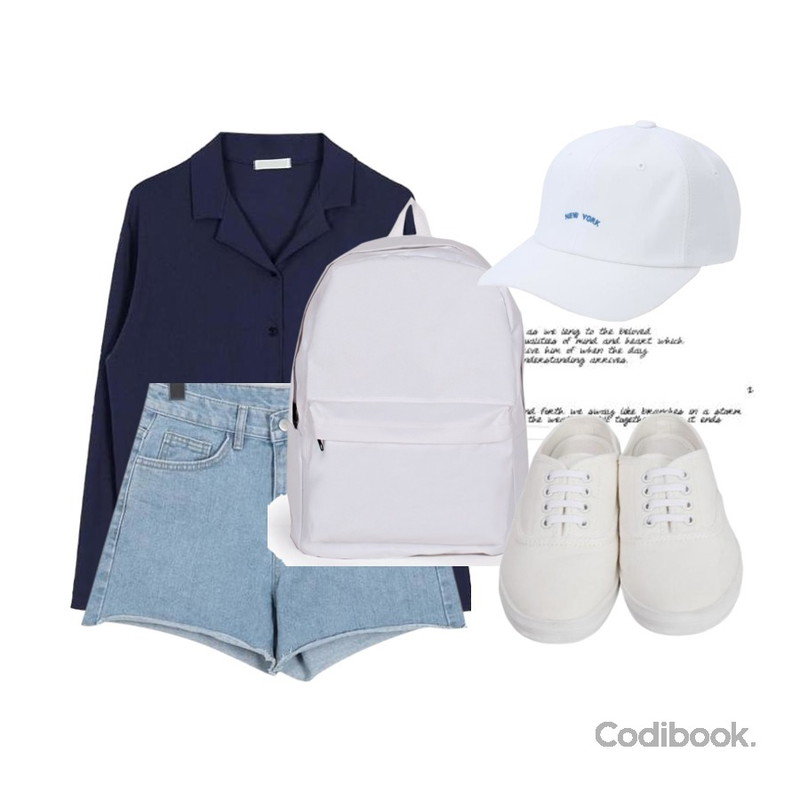 Untitled,biznshoe Button collar tee (7color),From Beginning Truck fringe denim shorts_K (size : S,M,L)등을 매치한 코디