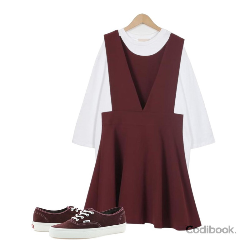 Player 반스 어센틱 레드 (VANS AUTHENTIC RED MAHOG),From Beginning Dazed photo T_S (size : free),TWEE Party flare onepiece등을 매치한 코디