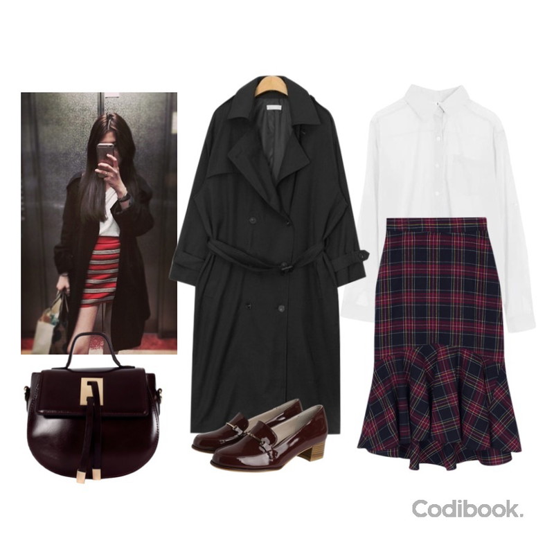 1,biznshoe Mermaid check skirt (2color),BANHALA [기솔 PICK] 컬러팜 린넨 셔츠등을 매치한 코디