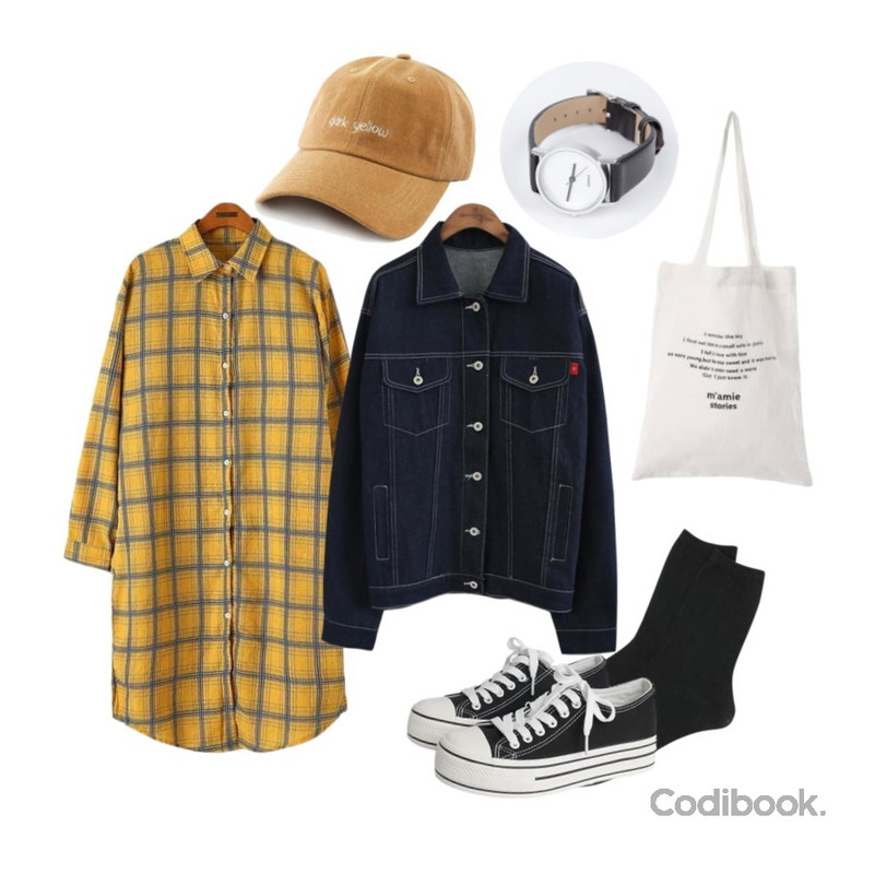 BANHALA 모노 시계,daily monday Glitter basic socks,Monobabie [RK1499] 토이튼4cm등을 매치한 코디