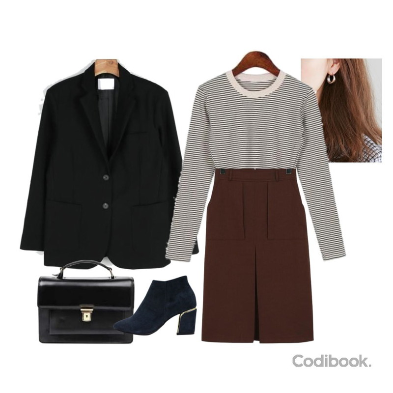 From Beginning Road silver earring_M (size : one),Dailyco 컨트리크롭티-t,daily monday Plain wearable jacket등을 매치한 코디