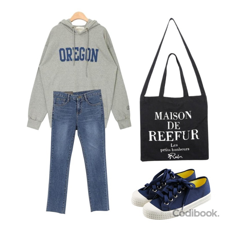 daily monday Basic converse shoes,AWAB 페퍼슬림일자팬츠,AIN active oregon hoodie등을 매치한 코디