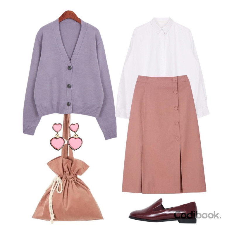 Dailyco 데일리컬러가디건♥,ROCOSIX string daily eco bag,biznshoe Over-fit white shirt등을 매치한 코디