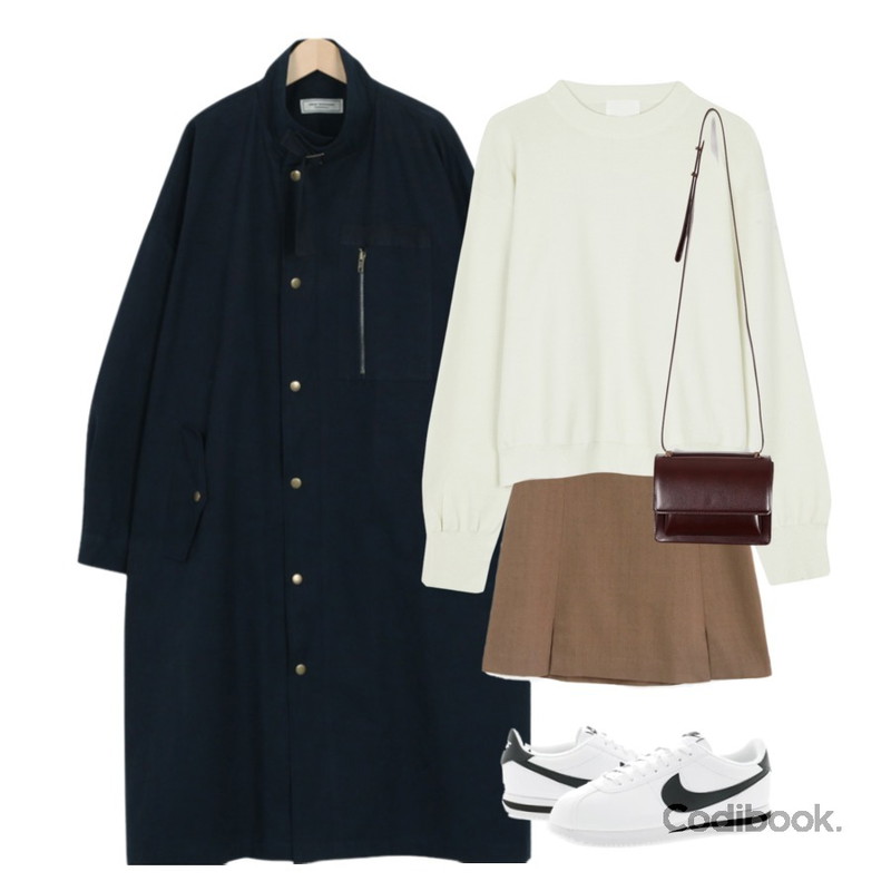 BANHALA [기솔 PICK] 시즈닝 니트티,From Beginning Made_outer-087_over safari coat (size : free),common unique [SKIRT] TALIA SLIT DETAIL BELT SKIRT등을 매치한 코디