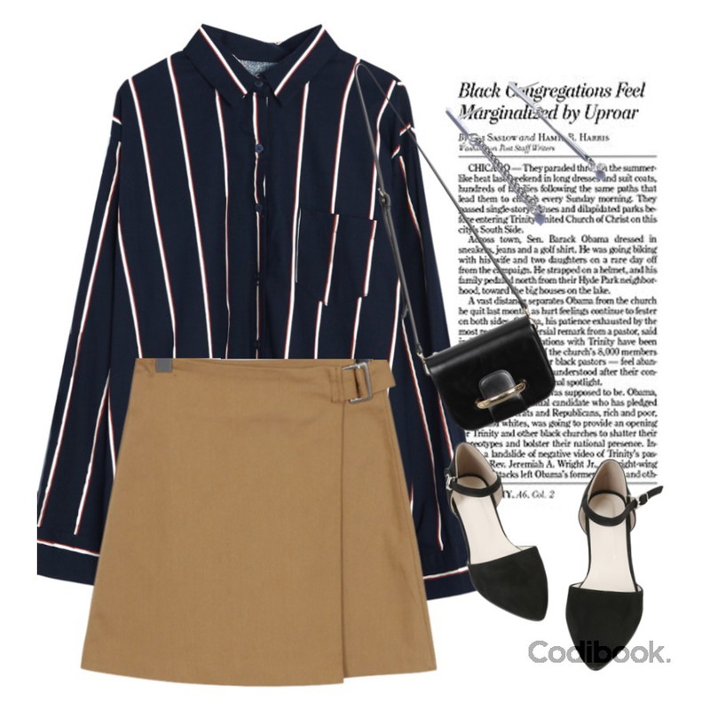 Untitled,BANHALA [기솔 PICK] 딜라잇 셔츠,From Beginning Belt wrap mini skirt_H (size : free)등을 매치한 코디
