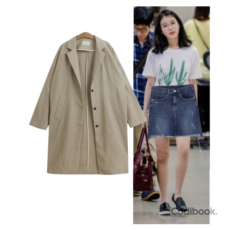 -,TODAY ME [coat]브레스 코트(린넨 롱 자켓st),BANHALA 언발컷팅 스커트등을 매치한 코디