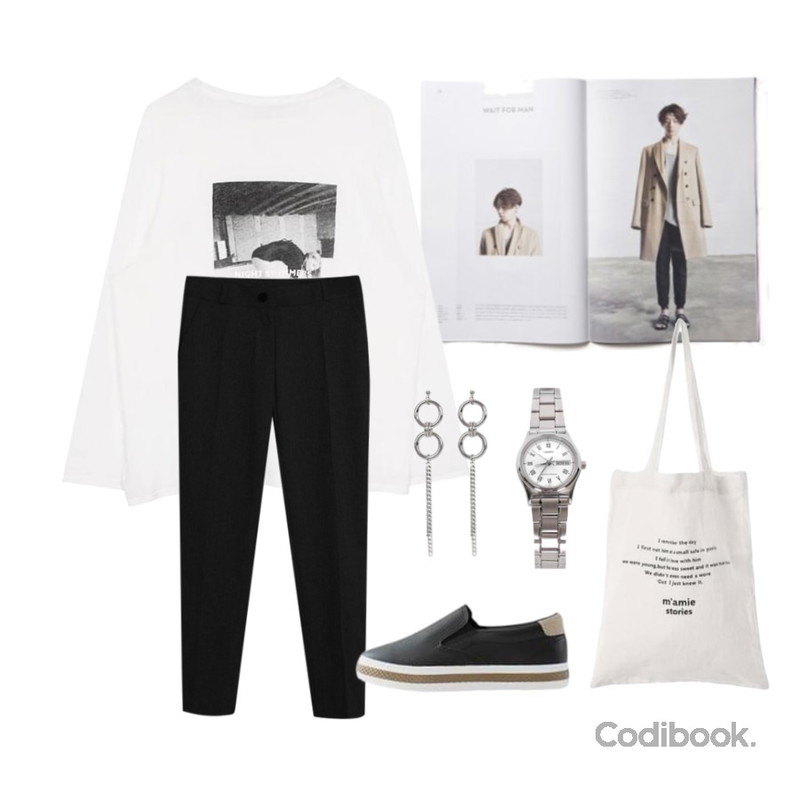 magazine02,TODAY ME 덤벨 슬렉스,biznshoe Swimming tee (2color)등을 매치한 코디
