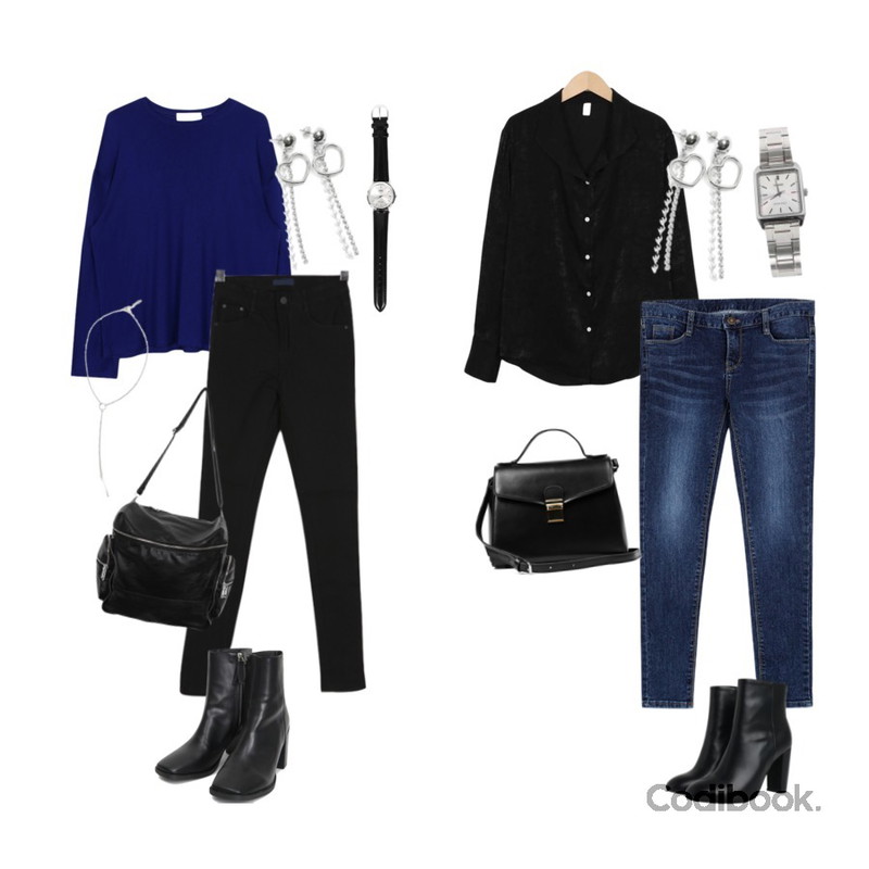biznshoe Soft long sleeve tee (6color),BULLANG GIRL 마법스판P,From Beginning Satin wide collar blouse_S (size : free)등을 매치한 코디