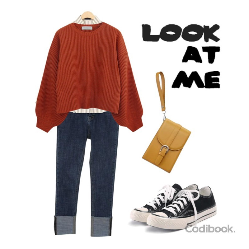 33,Zemma World Allday-데님롤업팬츠[size:S,M,L / 1color],AIN summary pocket stripe shirts등을 매치한 코디