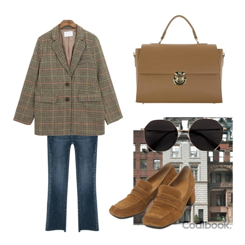 UPTOWN HOLIC 아리언 bag (*5color),Zemma World Partner-세미부츠컷팬츠[size:S,M,L / 1color],common unique [OUTER] COIN CHECK TAILOR JACKET등을 매치한 코디