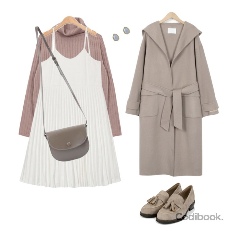 biznshoe Golgi turtleneck knit (3color),From Beginning Hoody handmade coat_S (size : free),AIN meaning day pleats ops등을 매치한 코디