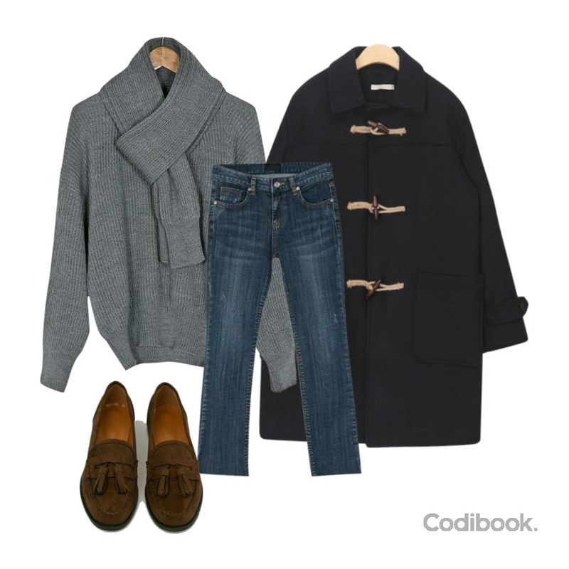 BANHARU ,BANHARU ,AIN plait daily wool duffel coat등을 매치한 코디