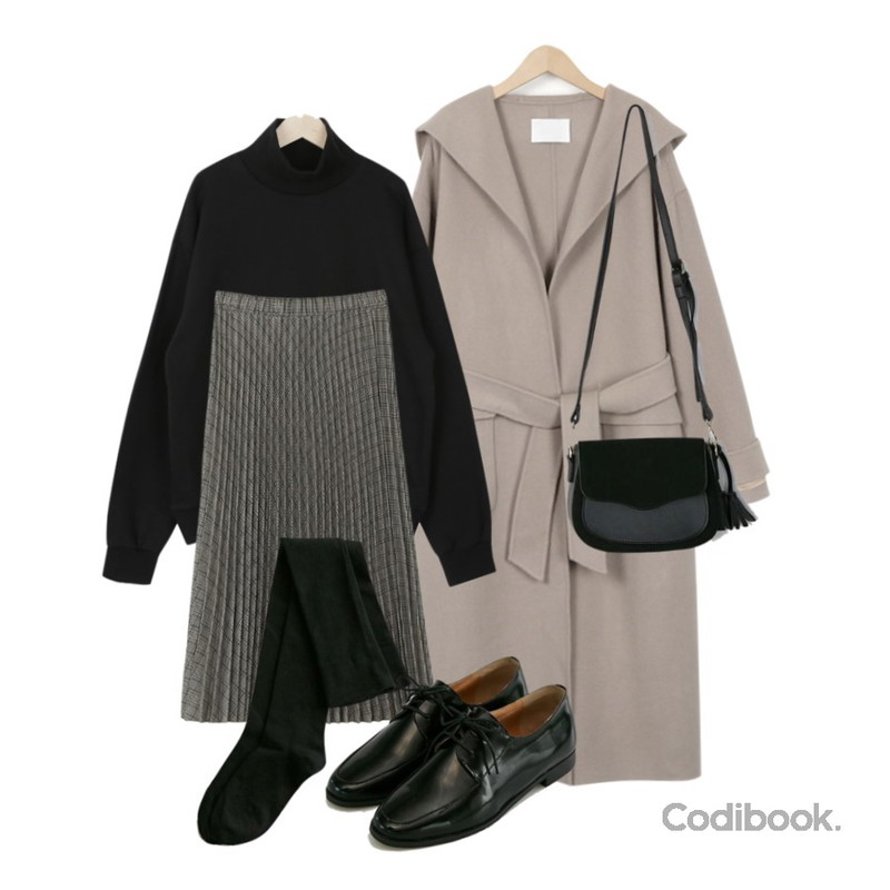 myblin 하이넥 코튼 맨투맨 (3color),BANHARU ,From Beginning Hoody handmade coat_S (size : free)등을 매치한 코디