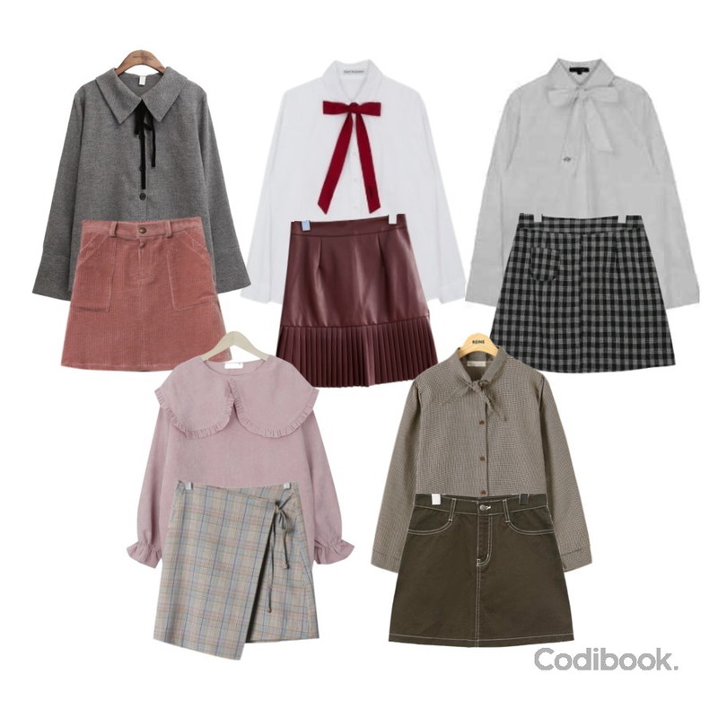 MIXXMIX Ribbon Tie Long Shirt,common unique [SKIRT] LEATHER PLEATS MINI SKIRT SALE,MIXXMIX 미드나잇 리본타이 셔츠등을 매치한 코디