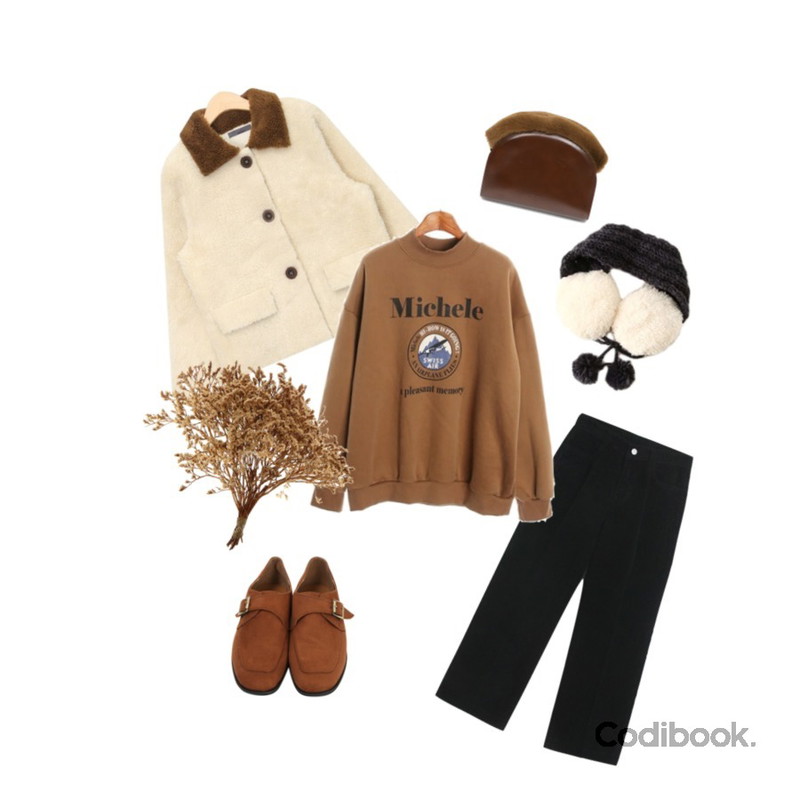 AIN soup collar jacket,ROCOSIX michele half neck MTM (napping),TODAY ME [etc]번클 팬츠(골덴 코듀로이 반하이 와이드 일자 팬츠)등을 매치한 코디