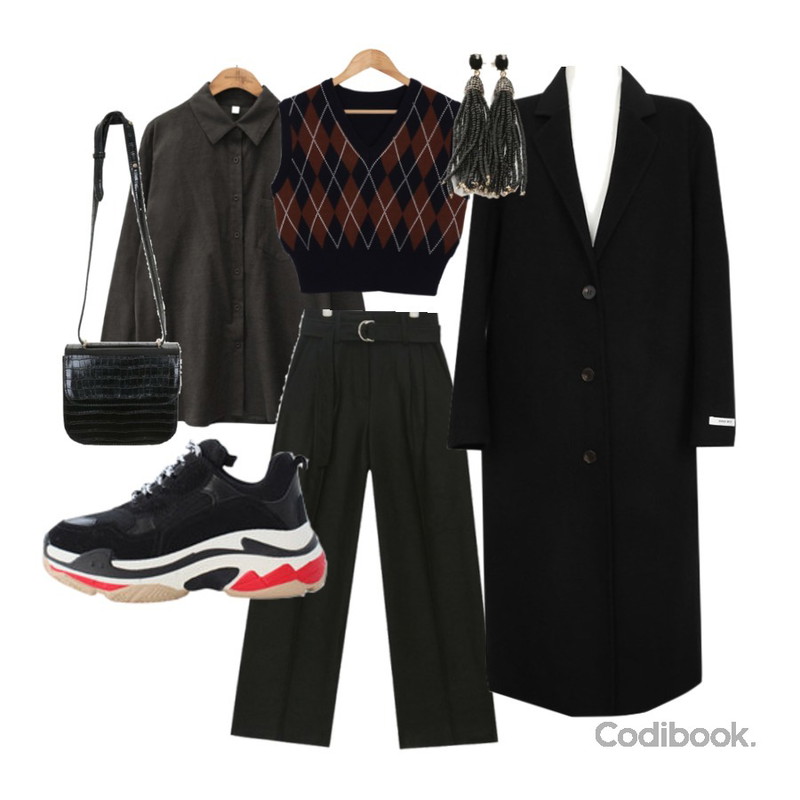 common unique [TOP] 7 COLOR NAPPING POCKET SHIRTS,AWAB 아가일니트조끼,AIN salon belt wool slacks (s, m)등을 매치한 코디