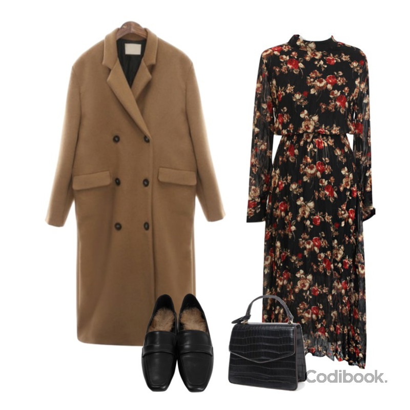 ROCOSIX high wool long CT,From Beginning Fur two-way loafer_K (size : 225,230,235,240,245),common unique [OPS] FLOWER CHIFFON SLIT OPS등을 매치한 코디