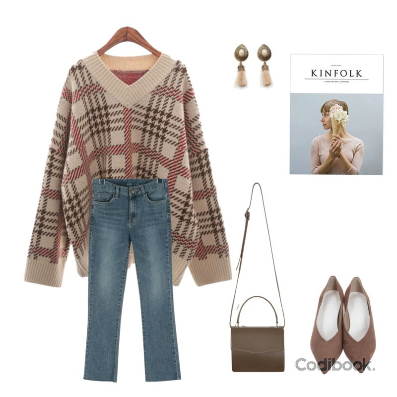 daily monday Natural deep denim pants,From Beginning Most mini tote bag_K (size : one),ROCOSIX mos mix check NT등을 매치한 코디