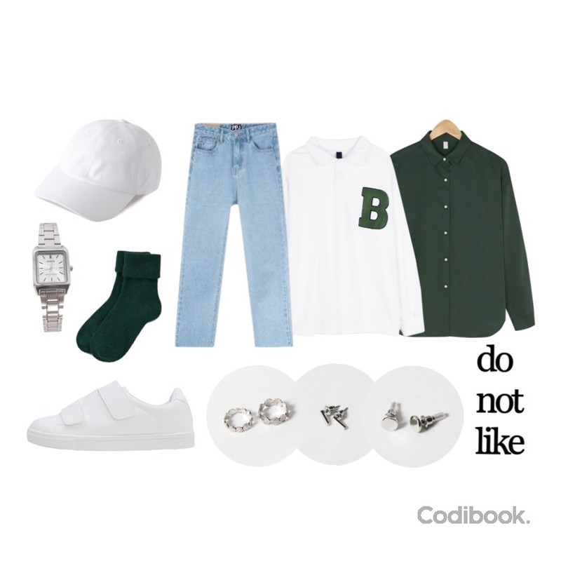 From Beginning Different earring set_Y (size : one),ABLY [예나 PICK] 비비카라 맨투맨,BANHARU loose fit basic cotton shirts등을 매치한 코디