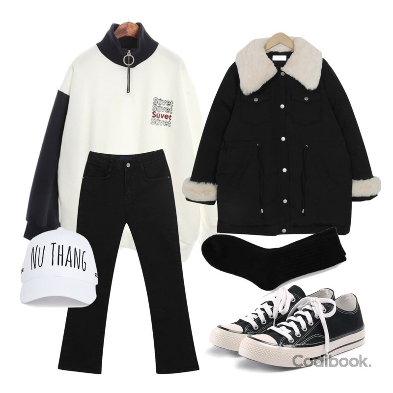 From Beginning Fur string half jumper_M (size : free),myblin 밴딩 편안 세미 부츠컷,ROCOSIX goods anorak MTM등을 매치한 코디