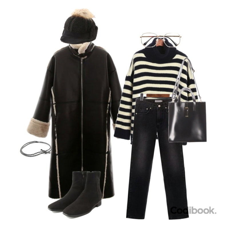 ROCOSIX simple ankle boots,ROCOSIX raccoon pompom hat,ROCOSIX emo fur long mustang CT (napping)등을 매치한 코디