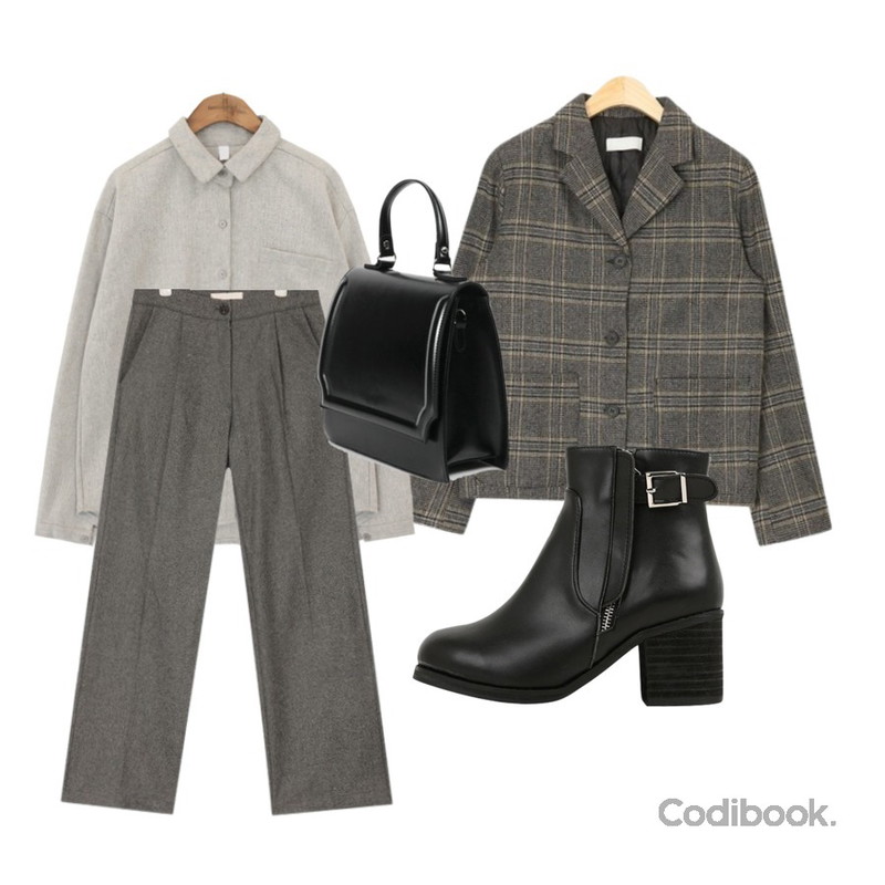 common unique [TOP] MARK HERRINGBONE SHIRTS,AIN bowl wool slacks (s, m),AIN chic pocket check jacket등을 매치한 코디