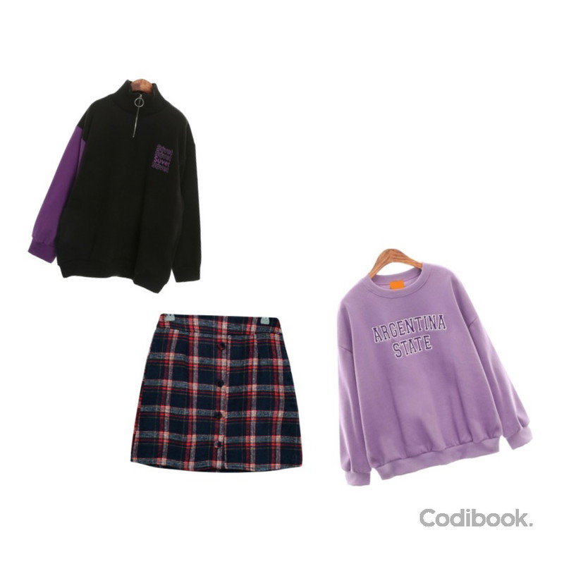 GIRLS RULE 또또 체크 버튼 스커트 (sk962),ROCOSIX goods anorak MTM,ROCOSIX state lettering MTM등을 매치한 코디