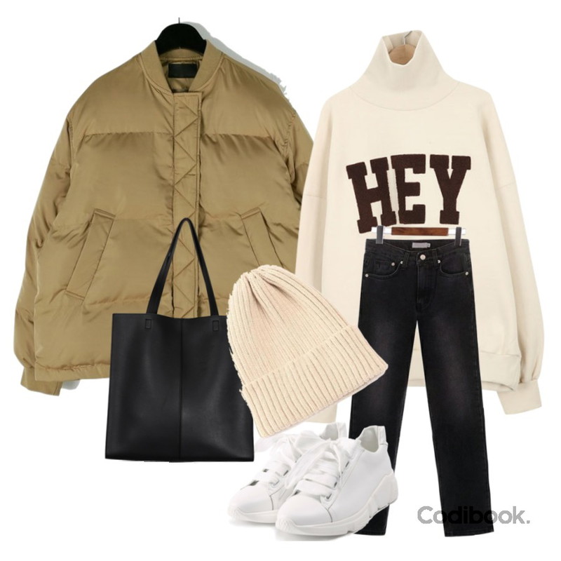 ROCOSIX flow washing denim PT,daily monday Round block padding,myblin 헤이 폴라 맨투맨 (3color)등을 매치한 코디