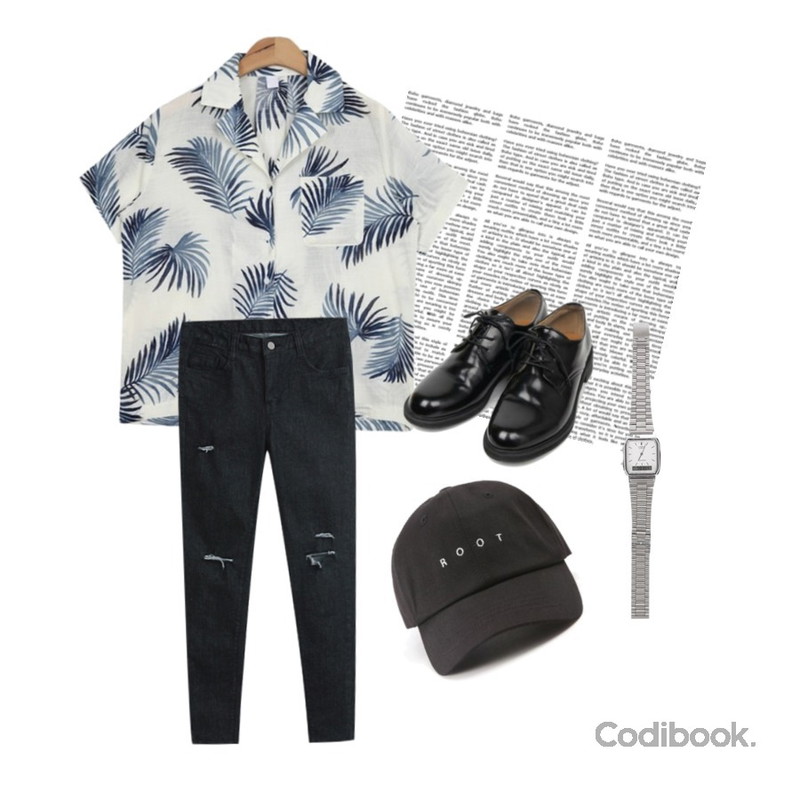 14,AIN tropical hawaiian shirt (2 colors),TODAY ME 엘프스 스키니진등을 매치한 코디