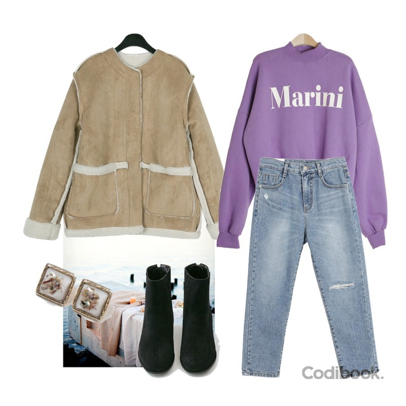 chill2,daily monday Reversible dumble mustang,BLINGIT 파스텔양기모벌룬맨투맨등을 매치한 코디