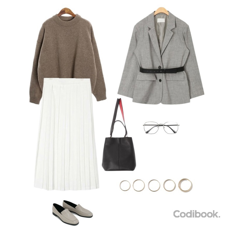 ROCOSIX spherical tote bag,daily monday Simple toe middle shoes,AIN boxy belt set jacket등을 매치한 코디