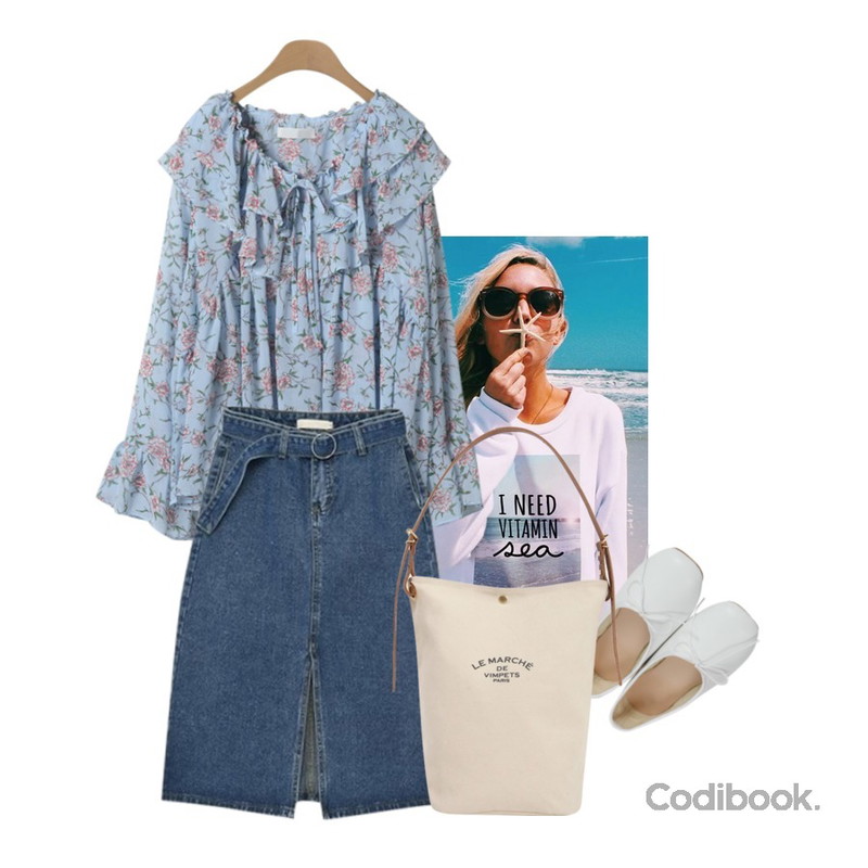 summer_kiss,From Beginning Oil ribbon flat shoes_K (size : 230,235,240,245,250),OBBANG STYLE 메리미 프릴 플라워블라우스등을 매치한 코디