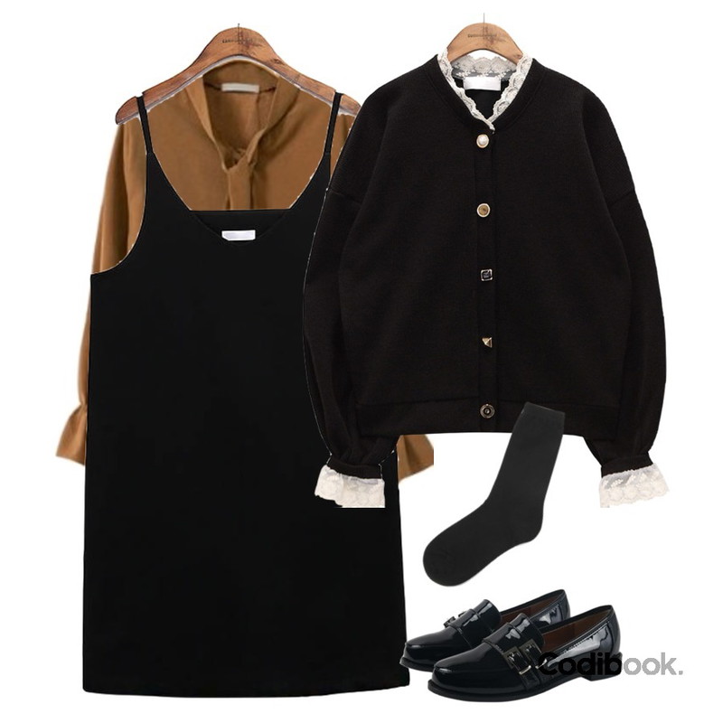 common unique [OPS] 2 TYPE WITTY BUSTIER OPS,ENVYLOOK 피치타이블라우스,Monobabie [RL2243] 케롤리2.5cm등을 매치한 코디