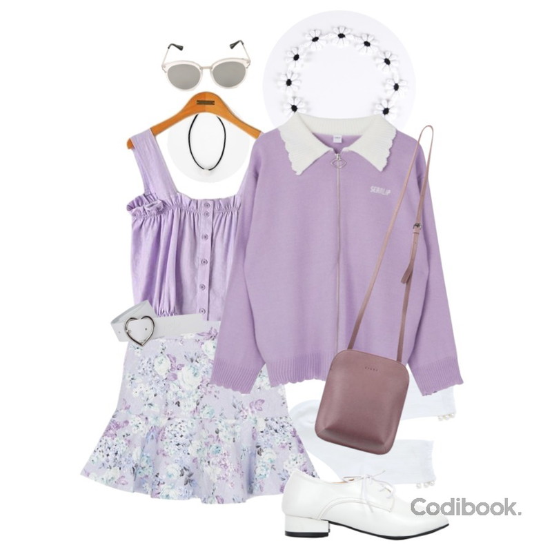 Zemma World 블릭플라워 (hb),AIN unique drop choker (3 colors),Reine 마티니 버튼 프릴 블라우스등을 매치한 코디