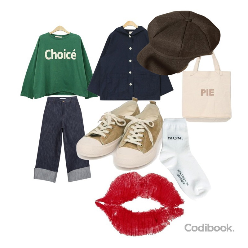 myblin 롤업 와이드 데님 팬츠,AIN fobby hoody jacket,BLINGIT 초이스라운드티등을 매치한 코디