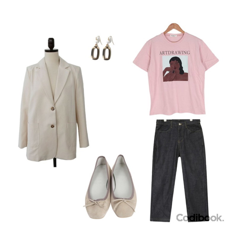 AIN relaxed wide pants,From Beginning Real sable flat shoes_K (size : 225,230,235,240,245,250),BULLANG GIRL 전시회가즈아반팔T등을 매치한 코디