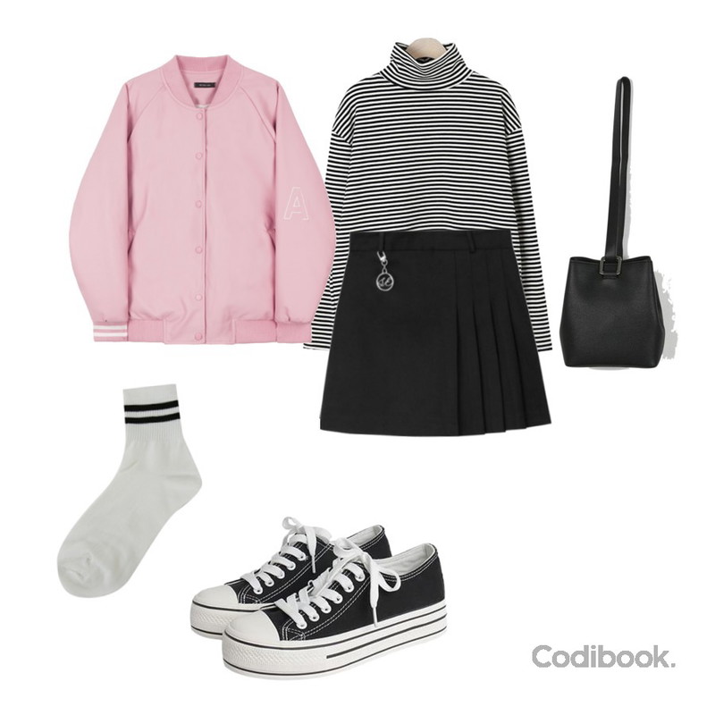MIXXMIX 려욱, 세븐틴 우지 착용HIDE AND SEEK포인트 레더 블루종주문폭주 예약판매 21일입고 ,MIXXMIX Pleats Skirt Pants,BLINGIT 단가라롱폴라티셔츠등을 매치한 코디