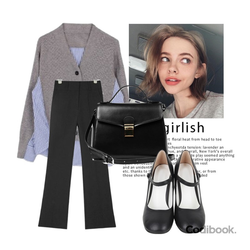 Untitled,77,biznshoe Back stripe cardigan등을 매치한 코디