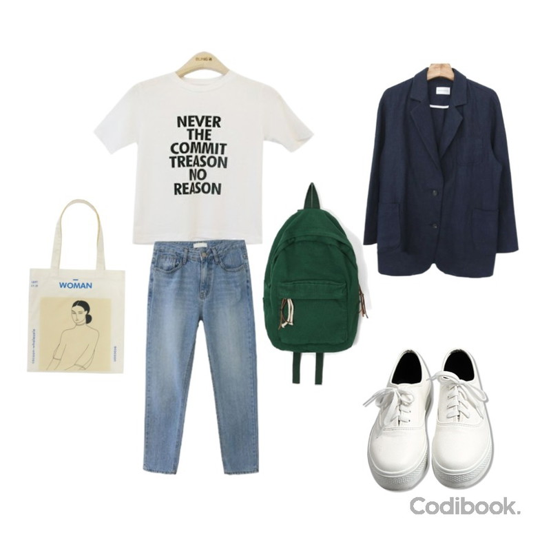 Zemma World [럭키투데이♥] Tomson-스트레이트팬츠 (34000→29900)[size:S,M,L / 1color],BLINGIT 빅레터링크롭티셔츠,Zemma World (ZEM.made) Normal-린넨자켓 (린넨100%)"LINEN-MADE series" 린넨루즈핏자켓등을 매치한 코디