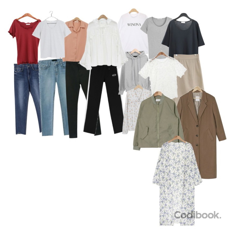 SOMEDAYS 씨유 물결t(3color),OBBANG STYLE 유니크 9부 데님팬츠,Zemma World Endless-8.5부크롭팬츠[size:S,M,L / 1color]등을 매치한 코디