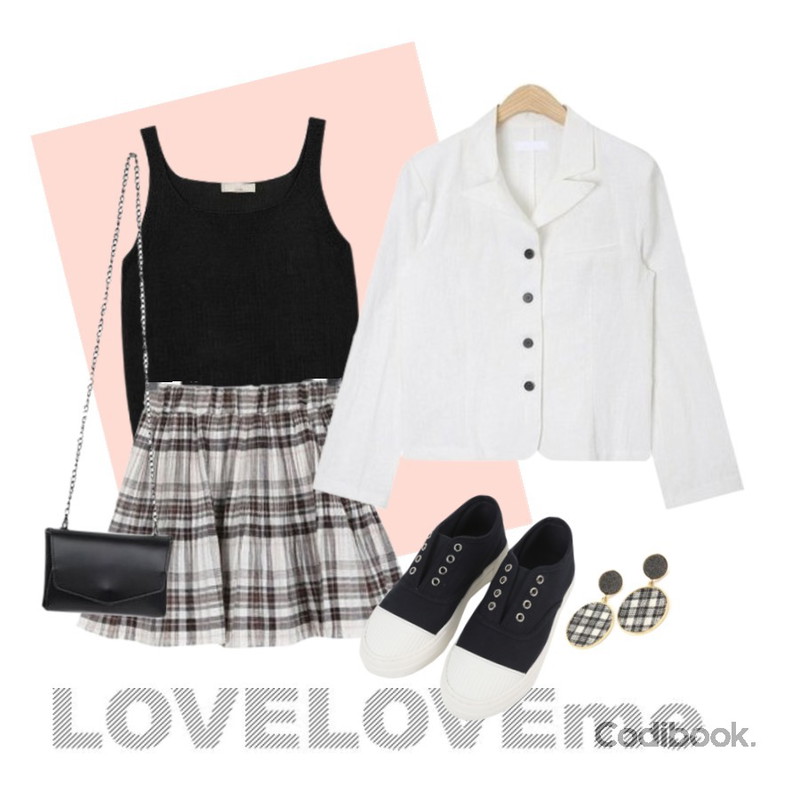 untitled,Peach,biznshoe Square knit sleeveless (5color)등을 매치한 코디
