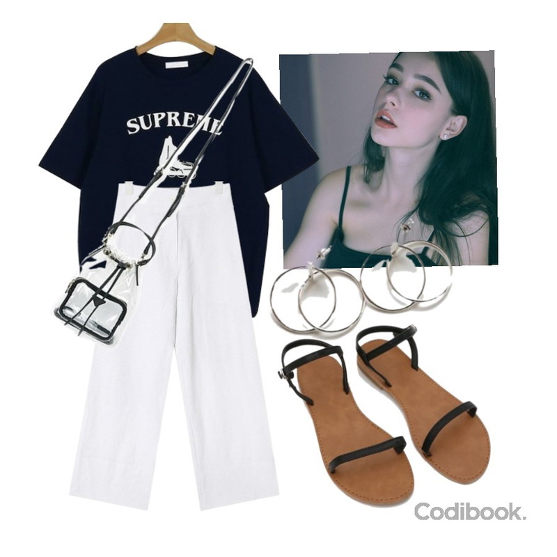 AIN simple straight slacks,외국,somedayif linen rose tee (4colors)등을 매치한 코디