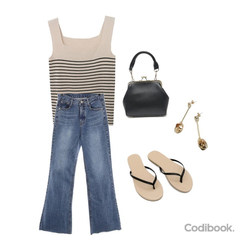 ROCOSIX london boots-cut denim PT,daily monday Reverse color flip flops,Zemma World Moody-썸머니트나시 (22000→15900)♥로그인후 회원할인가 적용♥등을 매치한 코디