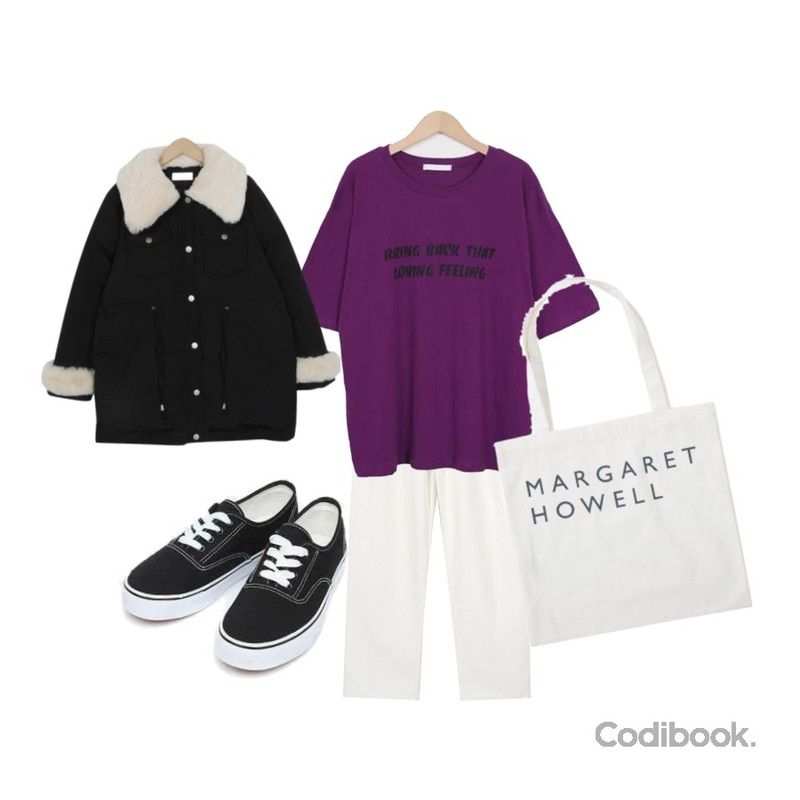 From Beginning Bring message T_H (size : free),daily monday Natural pintuck cotton pants,AIN daily casual sneakers (230-250)등을 매치한 코디